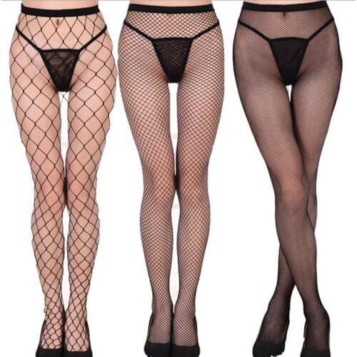 FENNASI Womens Sexy Nylon Grid Pantyhose Mesh Lady Black High Weist Fishnet Tights Femme Stockings Female Erotic Bas Collants