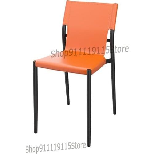 Customized Nordic Luxury Home Dining Chair Saddle Leather Leisure Chair Modern Simple Restaurant Designer Office Back Chair