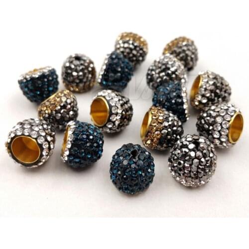 JF176 Beautiful Mysterious Rhinestone Pave Beads In Pure Gold Electroplate Jewelry Beads For Women Jewelry Design 10mm
