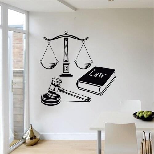 Book Sticker and Balance Wall Art Mural Decoration Vinyl Wall Decal Law Court Justice Decorative Mural Wallstickers