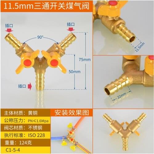 Brass Y 3-Way Shut Off Ball Valve Clamp Fitting Hose Barb Fuel Gas Water Oil For Garden Automotive Irrigation