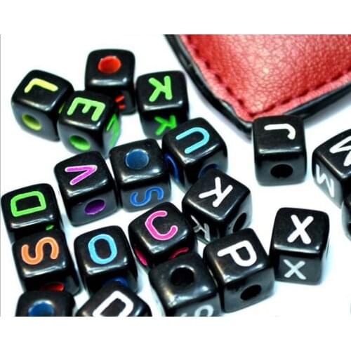 Fashion black color acrylic diy white/mix color alphabet letters enamel loose beads 10mm nb217
