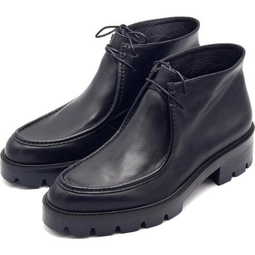 Winter Fashion Ankle boots Black Men Boots Genuine Leather Mens Boots High Top short casual Boots