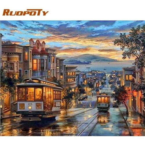 Retro Bus diy crystal oil Paint by Numbers DIY Acrylic Painting Kit for Adults Number Painting Wall Art Gifts with wooden frame