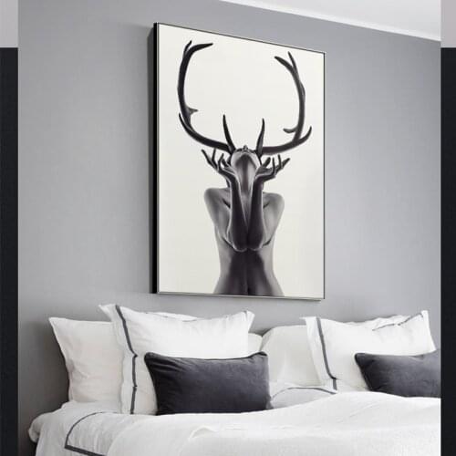 Nordic Style Deer Elves Wall Art Cavans Painting Wall Pictures For Living Room Home Decoration Fashion HD Posters And Prints