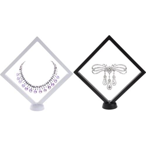 NEW Suspended Floating Jewellery Display Case Gems Artefacts Stand Holder With Base