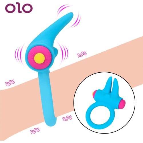 OLO Vibrating Cock Ring Clitoris Stimulate Penis Ring Delay Ejaculation Vibrators Male Chastity Device Sex Toys for Men