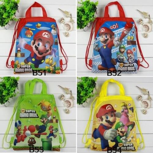 Original Super Mario Bundle Pocket Storage Bag Non-woven Fabric Shopping Bag mario dolls Anmie Figure Toys for Children 33*27CM