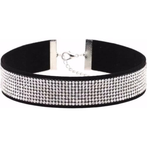 Harajuku Choker Necklace Women Crystal Choker PU Leather chocker gothic collar punk jewelry goth fashion accessories