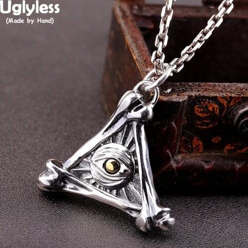 Uglyless HIP HOP Punk Mens Cow Eye Pendants Necklace NO Chain Cool Guys Thai Silver Dress Pendants 925 Silver Fine Jewelry P996