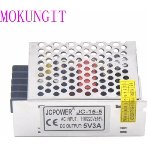 30pcs 5V 3A 15W Switch LED Power Supply Transformers For WS2812B WS2801 APA102 8806 LED Strip AC110/220V to DC5V Power Adapter