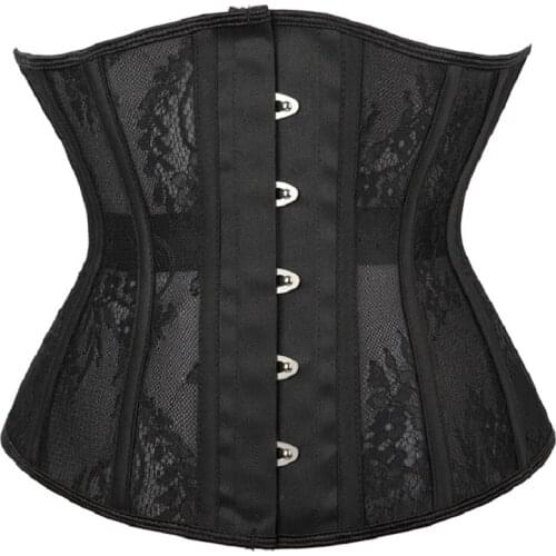 Sexy Mesh Corset Underbust Women Gothic Corsets Top Curve Shaper Girdle Slimming Waist Cincher Belt Lace Bustiers Black 2021 New