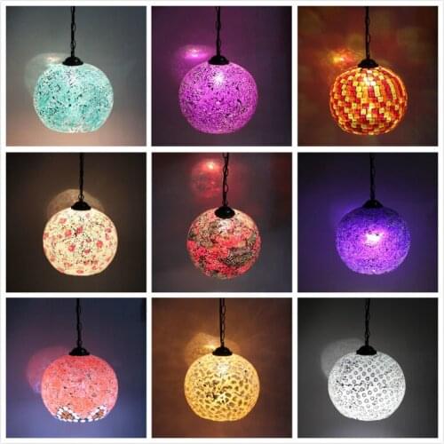 Bohemian Style Colorful Mosaic Glass Shell Pendant Light Cafe Restaurant lamp