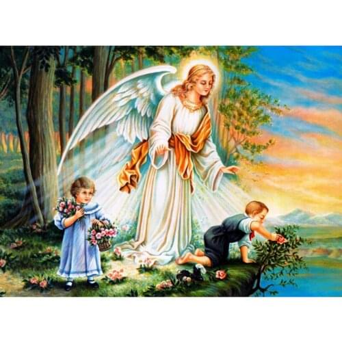 Sale Full Square Angel Garden Home Decor Art DIY Diamond Painting Embroidery Religion Portrait Round Drill Mosaic Rhinestone