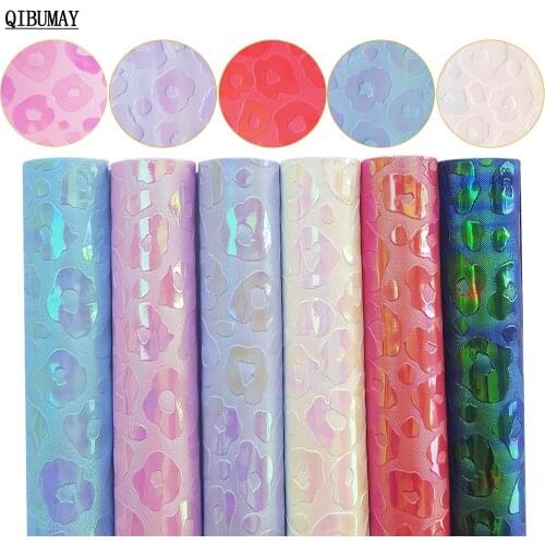 QIBUMAY 22*30cm Synthetic Leather Sheets Leopard Pattern Colorful Vinyl Fabric DIY Hairbow Accessories Handmade Bags Materials