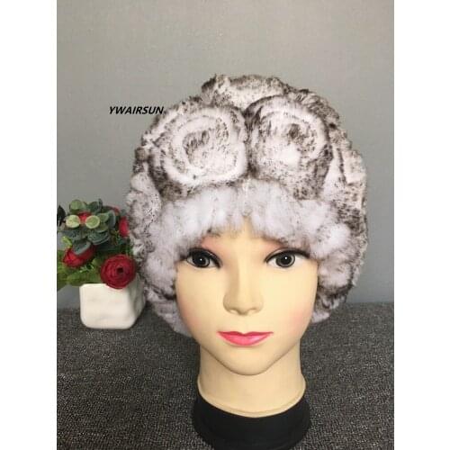 YWAIRSUN Russian autumn and winter womens warm rabbit fur hat rose fur hat thick woolen hat winter womens fashion onesize gift