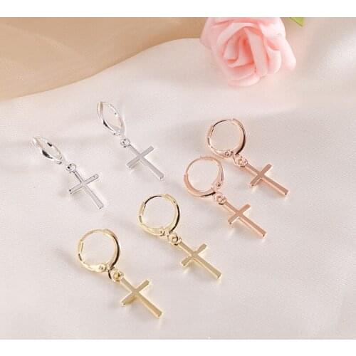 Trendy Small Hoop Cross Earrings Ear Drops For Women Men Fashion 2021New Pendientes Mujer Ear Jewelry Gift MS160