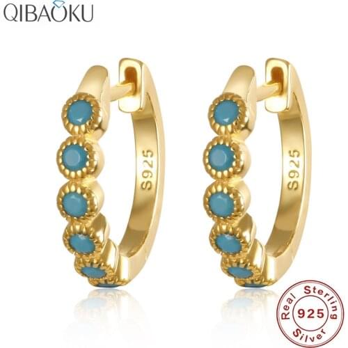 925 Sterling Silver Earring Gold Color Small Circle Hoop Earrings For Women Birthday Simple Noble Jewelry Gift NO.15