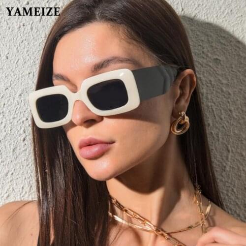 YAMEIZE Square Sunglasses Summer Glasses Women 2021 Fashion Sunglasses Brand Designer Thick Frame Female Eyeglasses Gafas De Sol