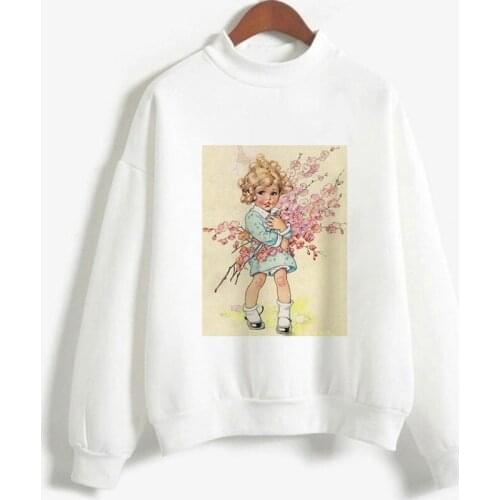 Autumn Winter Hoodies Vintage Cute Girl Angel Print Women Long Sleeve Hoody Pullover Tops Blouse Sweatshirt Female Streetwear