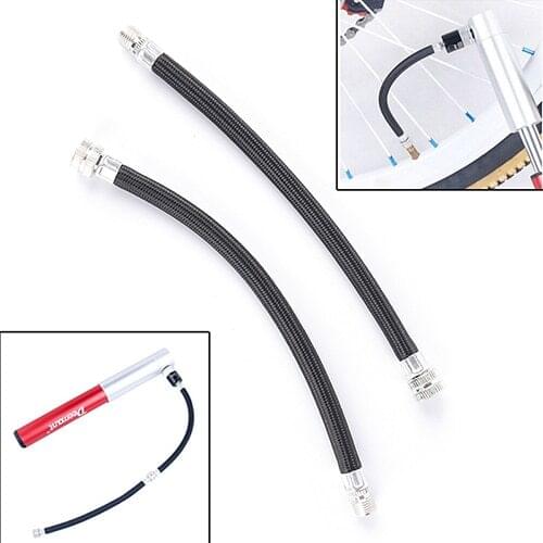 2PCS Bicycle Pump Extension Hose Inflator Tube Pipe Cord Cycling Pumping Service Parts Longer Use150Psi Schrader A/V Valve