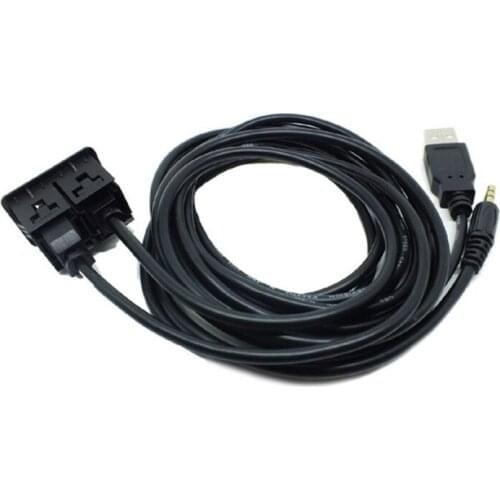 1.5M Car Dash Flush Mount USB Port Panel 3.5mm AUX USB Extension Cable Adapter