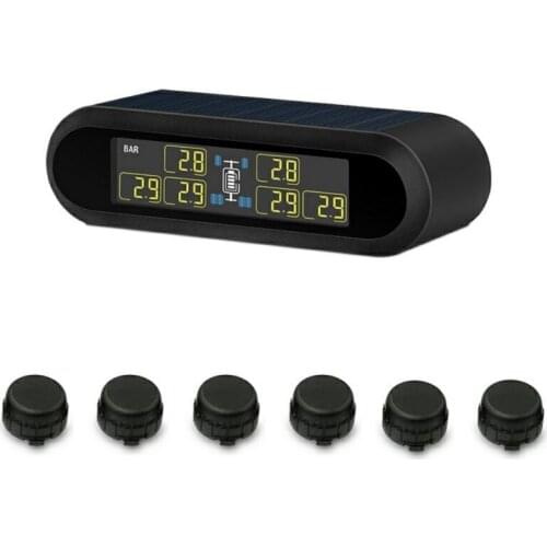 Universal LCD TPMS USB Tire Pressure Monitoringal Alarm System 6 External Sensors Rechargeable Pressure for VW Toyota SUV