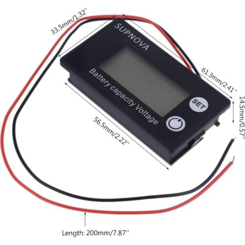 Waterproof Battery Capacity Indicator DC 12V 24V 48V 72V Lead Acid Lithium LiFePO4 Car Motorcycle Voltmeter Panel Gauge