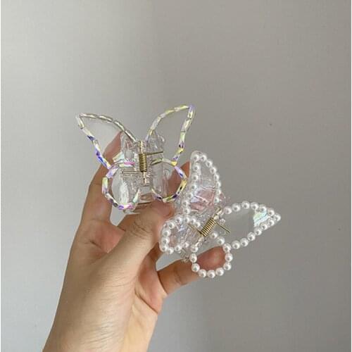 2021 Summer Small Transparent Butterfly Hair Claws Hairpin Cute Transparent Grabs Acrylic Hair Clip for Women Sweet Accessories