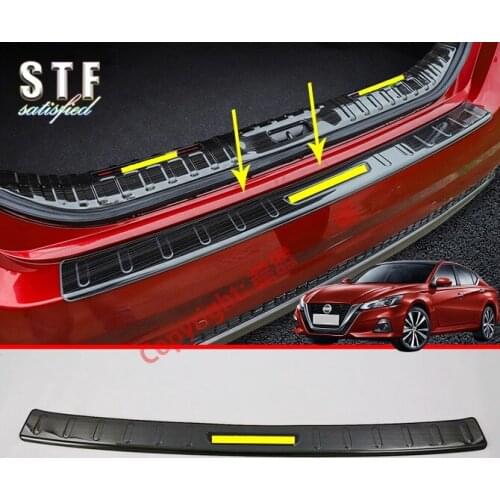 Stainless Steel Rear Bumper Protection Outside Trunk Sill Decorative Plate Pedal Black For Nissan Altima MK7 2019 2020