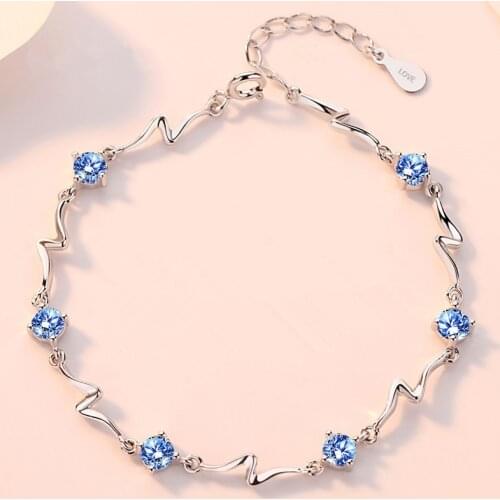 DAIWUJAN Delicate 925 Sterling Silver Zirconia Bracelets Lightning Chain Women Bracelet Female Engagement Valentines Jewelry