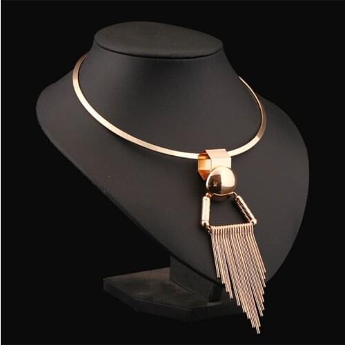 Punk Big Statement Stripe Triangle Tassel Necklace & Pendants for Women Simple Style Night Club Jewelry Bijuterias Colar