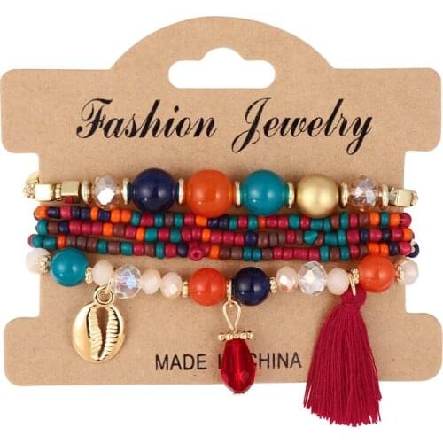 ZOSHI Colorful Crystal Bead Bracelets For Women Boho Pearl Bracelet Female Jewelry Tassel Charms Wristband Pulseira Feminina