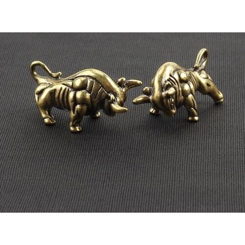 1PCS Bullfight Keychain Copper Pendant Brass DIY Brass Cow Paracord Accessories