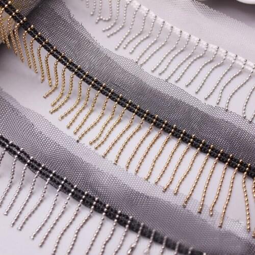 1yard Metal Beads Tassel Lace Silver/Gold Beaded 3cm/6cm Chain Fringe Trim DIY Clothes Bags Shoes And Hats Decoration
