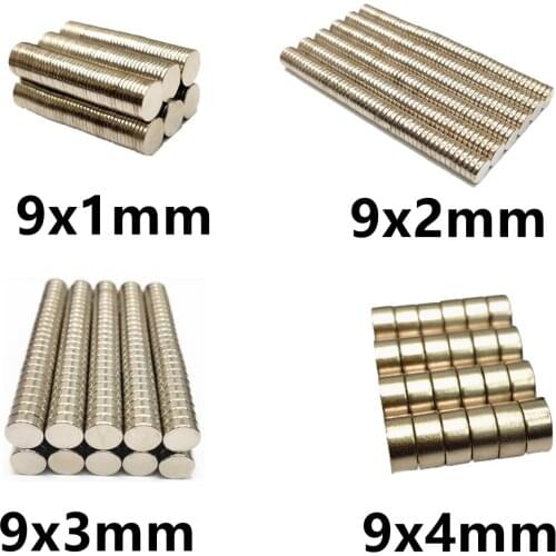 10 20 50PCS/LOT NdFeB Magnet 9*1 9*2 9*3 9*4 N35 Disc MAGNET 9x1 9x2 9x3 9x4 Round Magnetic Speaker magnets