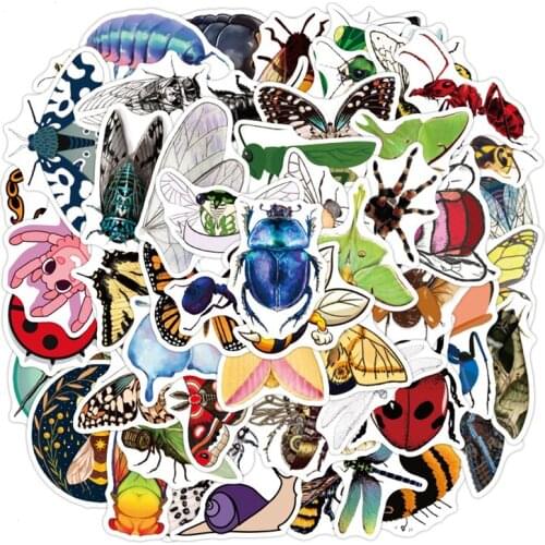 10/30/50 pcs Insect Small Animal Doodle Stickers For Mountain Bike Riding Travel Luggage Skateboard Waterproof Kids Sticker Toy