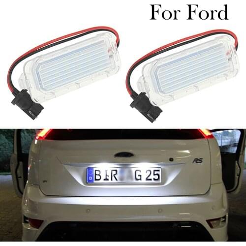 2 Pcs Canbus LED Car Number License Plate Light For Ford Focus 5D Fiesta Mondeo MK4 C-Max MK2 S-Max Kuga Galaxy White Auto Lamp