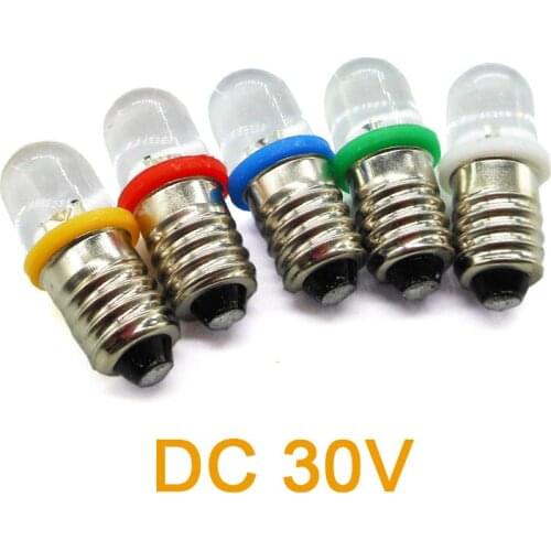3PCS DC 30V E10 Screw LED Lighting Beads Indicator Bulb Small Lamp White Yellow Red Green Blue Colors
