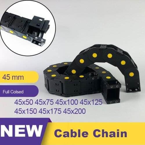 45*50 75 100 125 150 175 200 Transmission Cable Drag Chain Full Colosed Leaf Chain 45 Wire Carrier for CNC Router Machine Cable