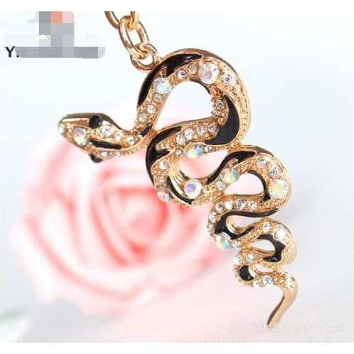 50pcs/lot fedex fast woman man snake keychain rhinestone snake key ring