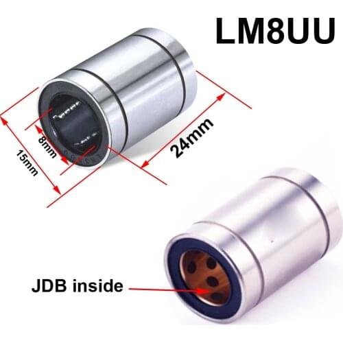 8Mm LM8UU 8x15x24MM Linear Bearing Bush Outer Steel Inner JDB Copper Graphite Sleeve
