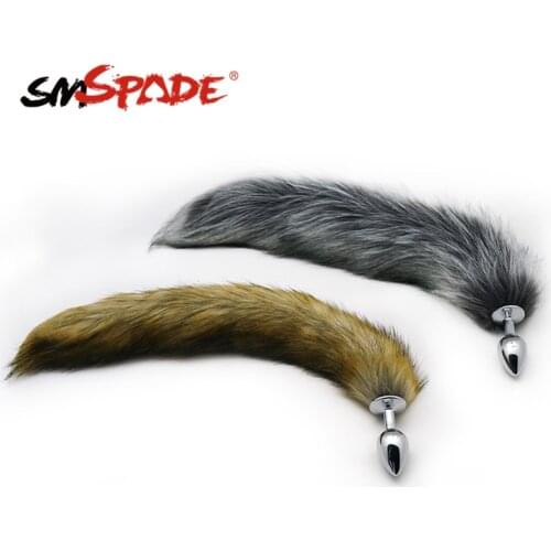 Brown Faux Fur Wolf Dog tail Anal Plug Smooth Touch Metal Butt Plug Tail Erotic BDSM Sex Toys for Woman Couples Adult Games Sex