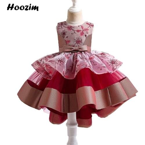 Princess Embroidery Pageant And Wedding Party Ball Gown Dress Girls 2 to 9 Years Formal Tulle Backless Prom And Evening Dresses