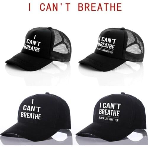 I can't breath letter printed black baseball cap Fashion Brand Baseball Cap Women Outdoor Baseball Hat Breathable Men Women