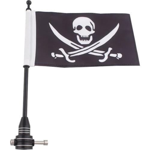 Black Luggage Flag Rear Flag Rack Pole Mount Fit ForHarley XL 883 Sportster Touring Dyna Softail Fatbay Bob