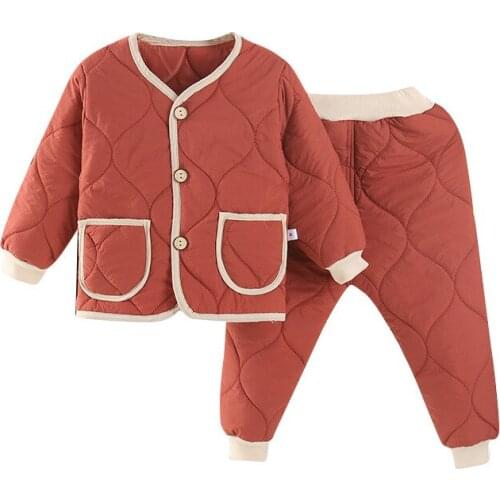 Childrens cotton clothing suits 2021 winter new thicker boys and girls down cotton clothing baby winter two-piece suit