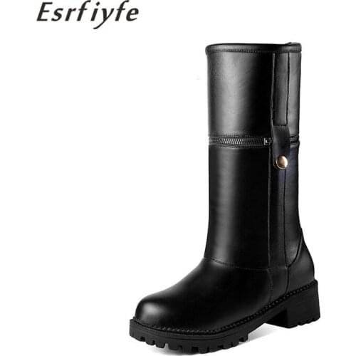 ESRFIYFE 2020 New The Two Shoes To Wear Ankle Boots Women Winter Boots Fashion Warm Snow Boots PU Leather Shoes Woman Boots