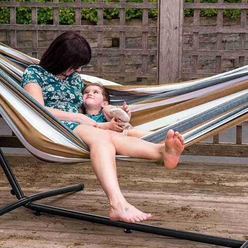 Two-person Hammock Camping Thicken Swinging Chair Outdoor With Rocking Hanging Canvas Hammock Chair Not Bed 200*150cm Stand V6D9