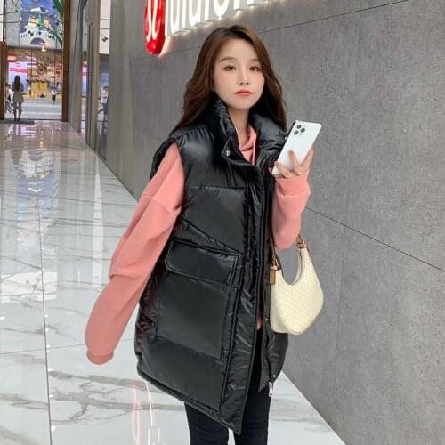 ISENMAL New Winter Cotton Vest Women Mid-length Cotton Padded Student Coat Autumn Loose Waistcoat Wild Lady Sleeveless Jacket